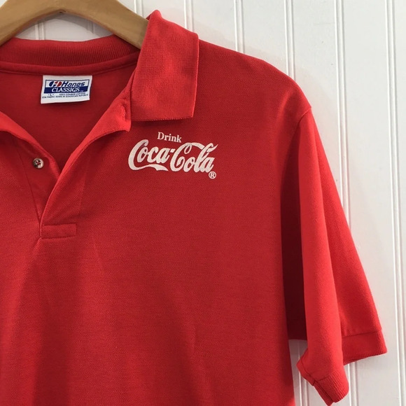 Vintage Official Hanes Red Coca Cola‎ Polo Shirt - Picture 2 of 11